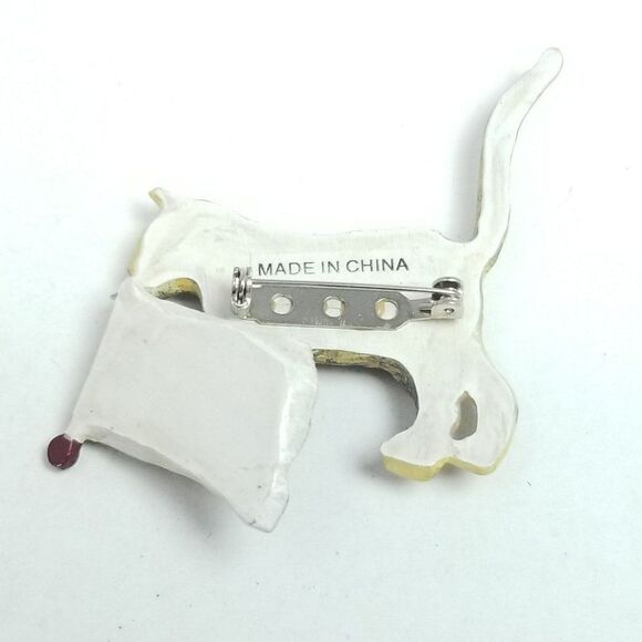 Vintage Orange Cat with American Flag Brooch, Unique Lapel Pin, Estate - Picture 2 of 5